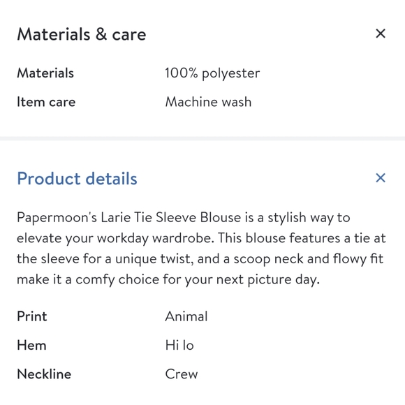 EUC✨PAPERMOON women's XL beige Larie Tie Sleeve Blouse 3/4 length sleeves - Picture 5 of 5